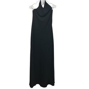 VTG Ralph Lauren Evening Black Halter Maxi Dress Y2K Whimsigoth Fairy Size 10
